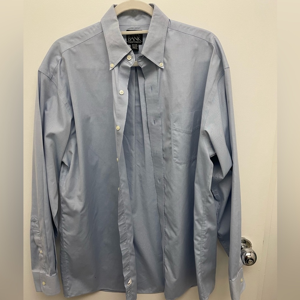 Blue men’s button up dress shirt